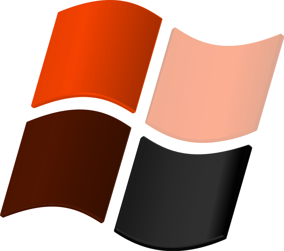 Niftows HP Logo. Top Left Square: Peach, Top Right Square: Orange, Bottom Left Square: Brown, Bottom Right Square: Black